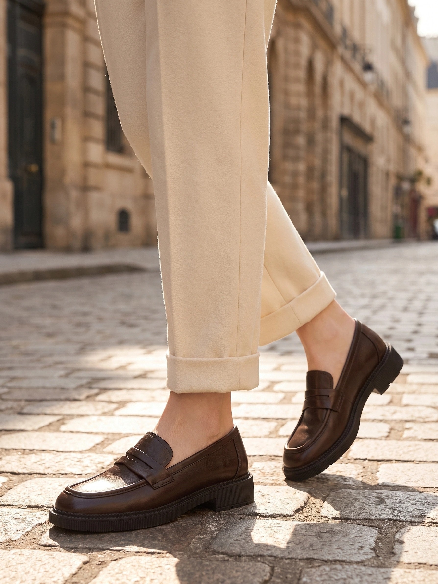 Mari | Women's Minimalist Penny Loafers - Low Heel Slip-On Office Shoes
