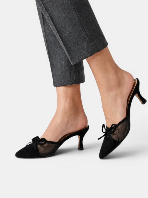 Verena | Women's Pointed-Toe Slingback Heels - Bow Detail Stiletto Court Shoes