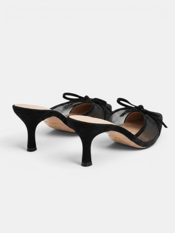 Verena | Women's Pointed-Toe Slingback Heels - Bow Detail Stiletto Court Shoes