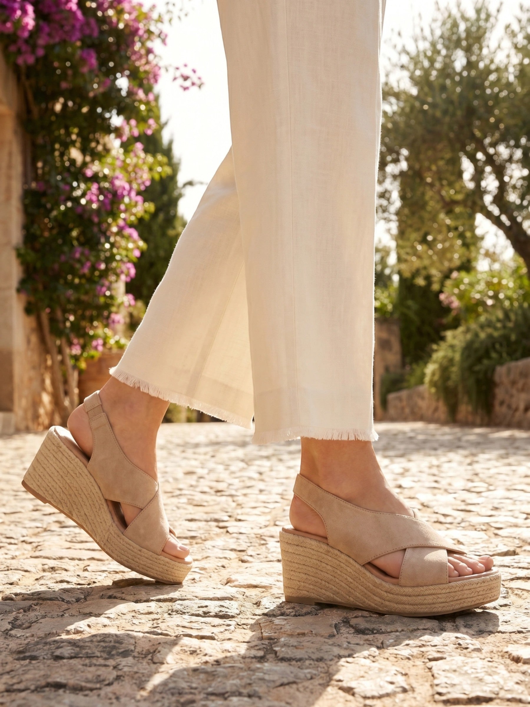 Sylvia | Women's Wedge Espadrille Sandals - Cross-Strap Summer Wedges
