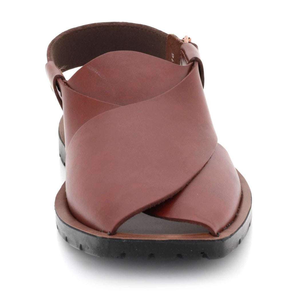 Kenneth | Men's Faux Leather Peshawari Sandals - Cross-Over Strap Ethnic Sandals