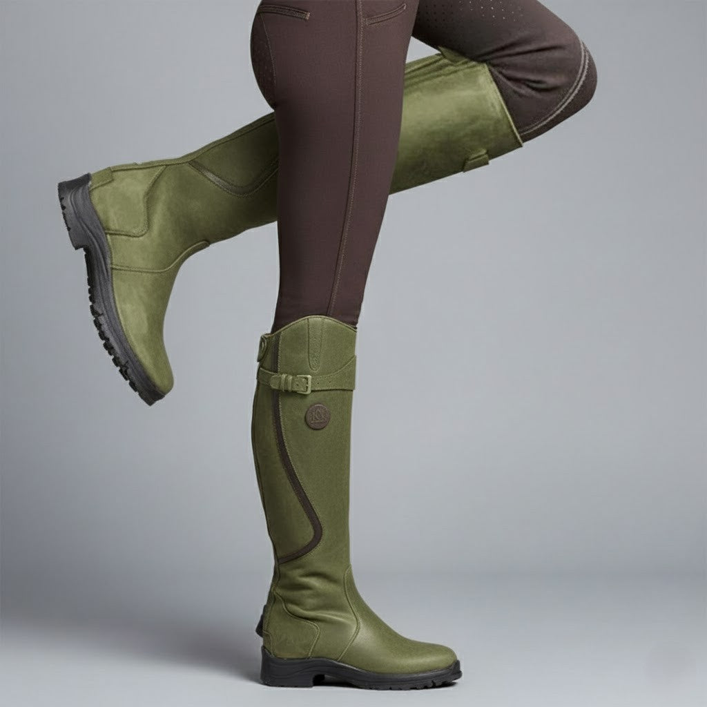 Elowen | Women's Leather-Look Riding Boots - Water-Resistant Outdoor Country Boots