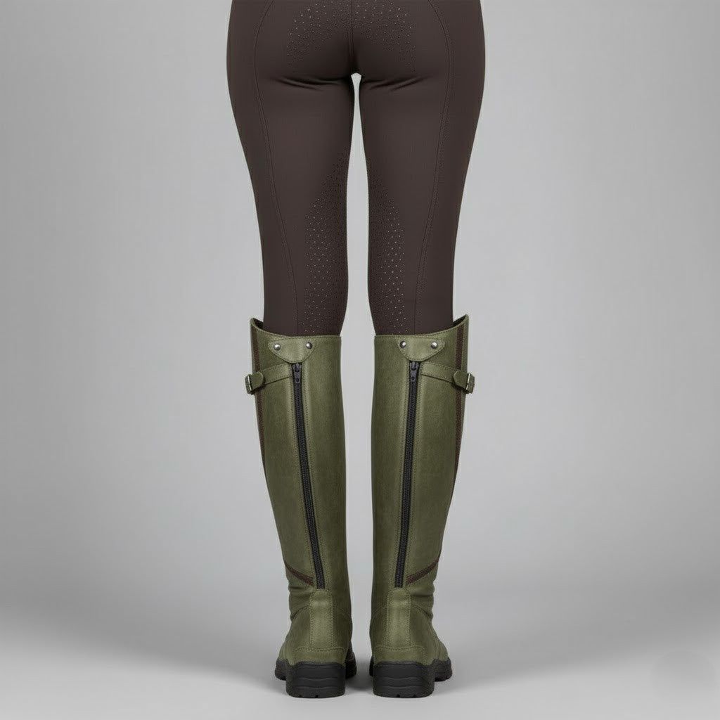 Elowen | Women's Leather-Look Riding Boots - Water-Resistant Outdoor Country Boots