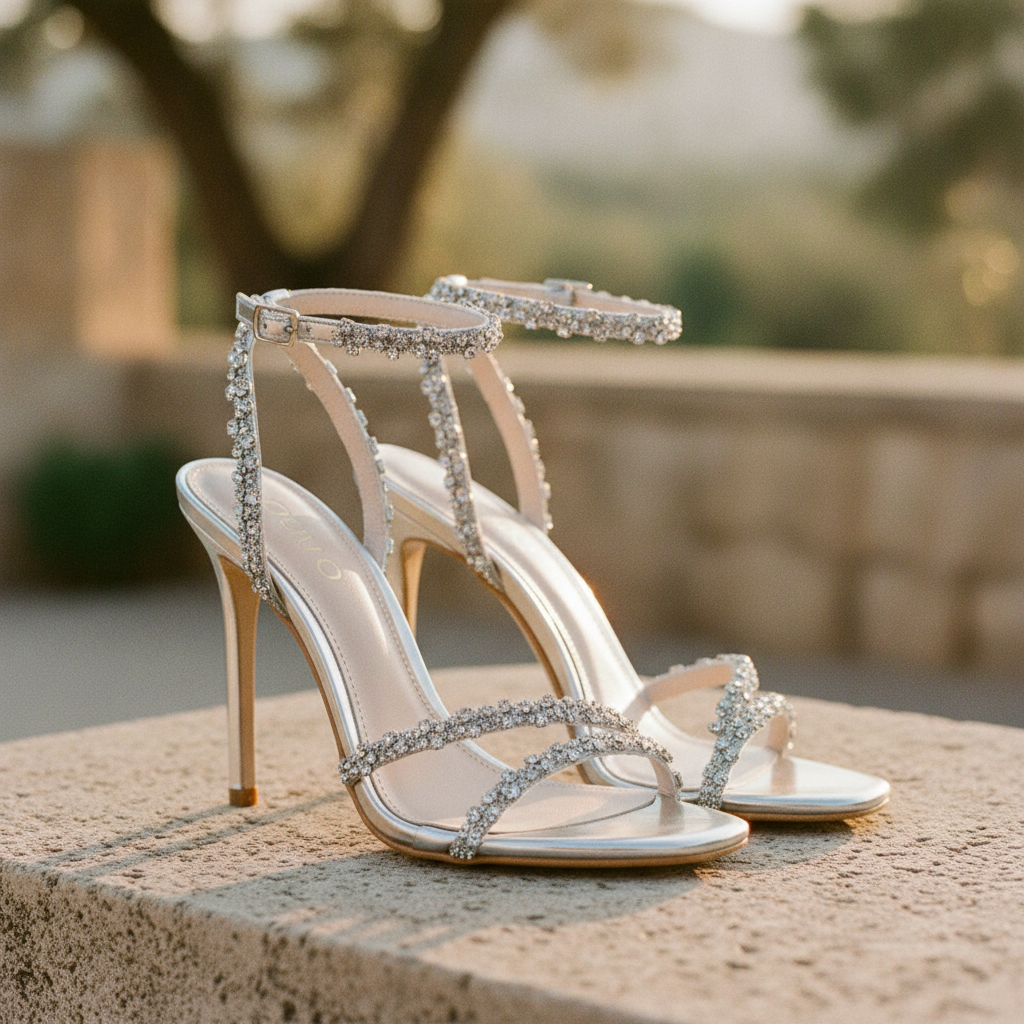 Isolde | Women's Diamanté Stiletto Heels – Strappy Occasion Sandals