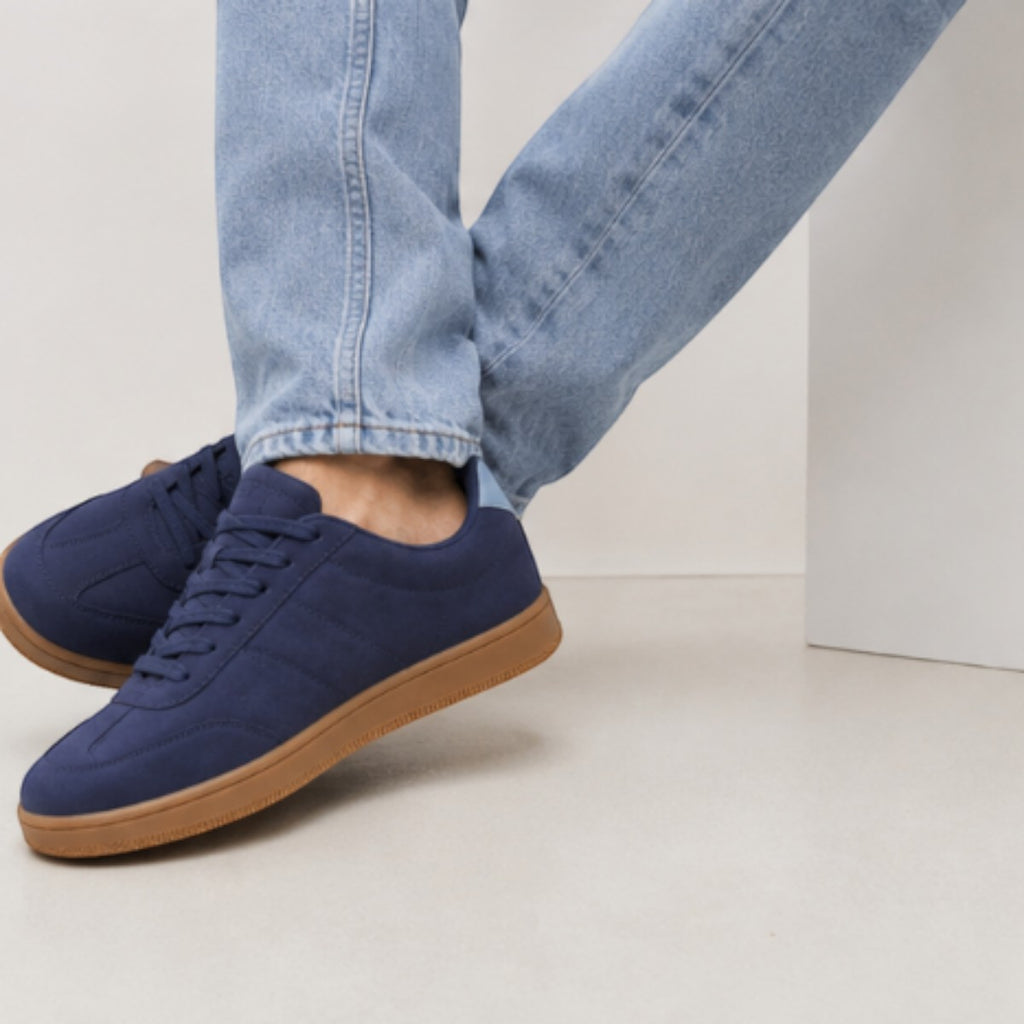 Leonard | Men's Navy Striped Trainers - Casual Everyday Sneakers