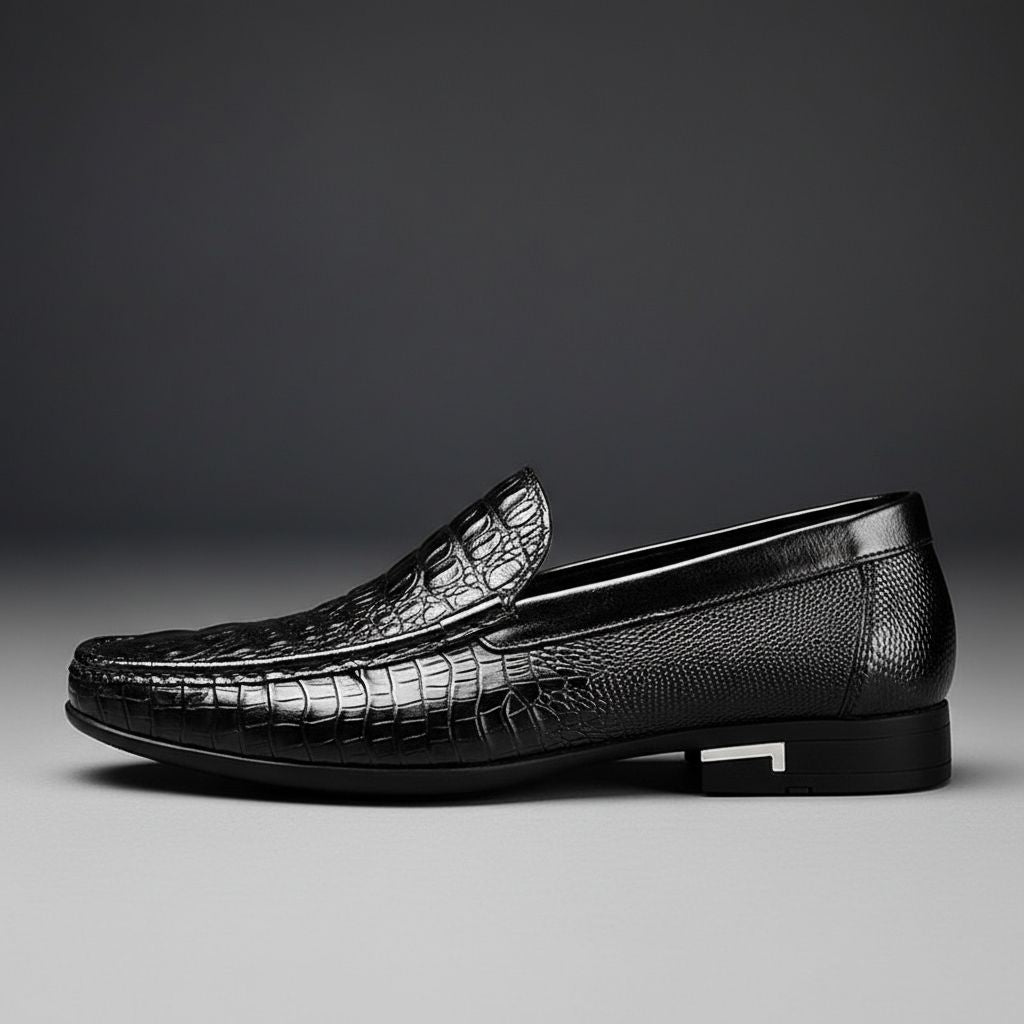 Douglas | Men's synthetic leather Loafers - Embossed Crocodile-Effect Slip-On Shoes