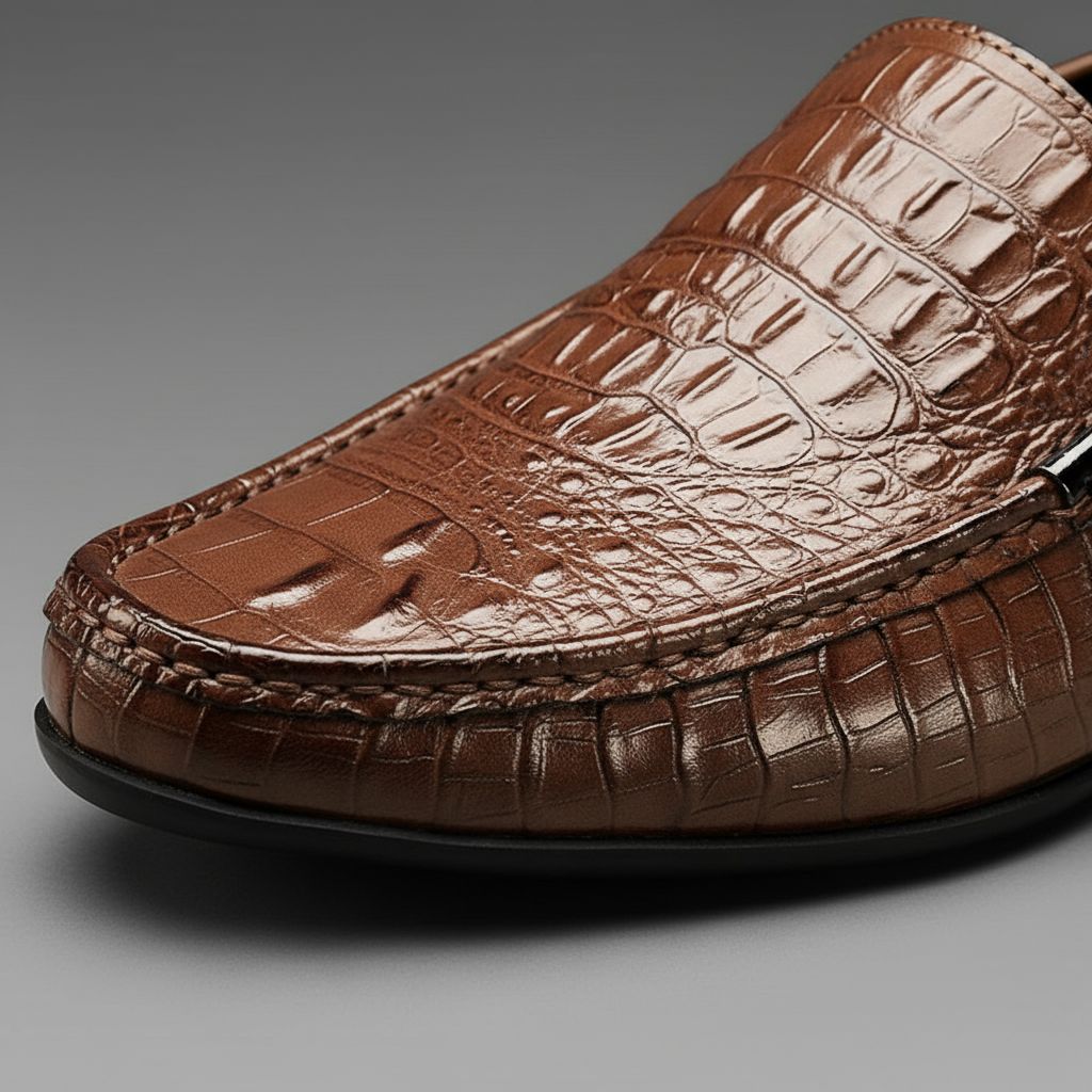 Douglas | Men's synthetic leather Loafers - Embossed Crocodile-Effect Slip-On Shoes