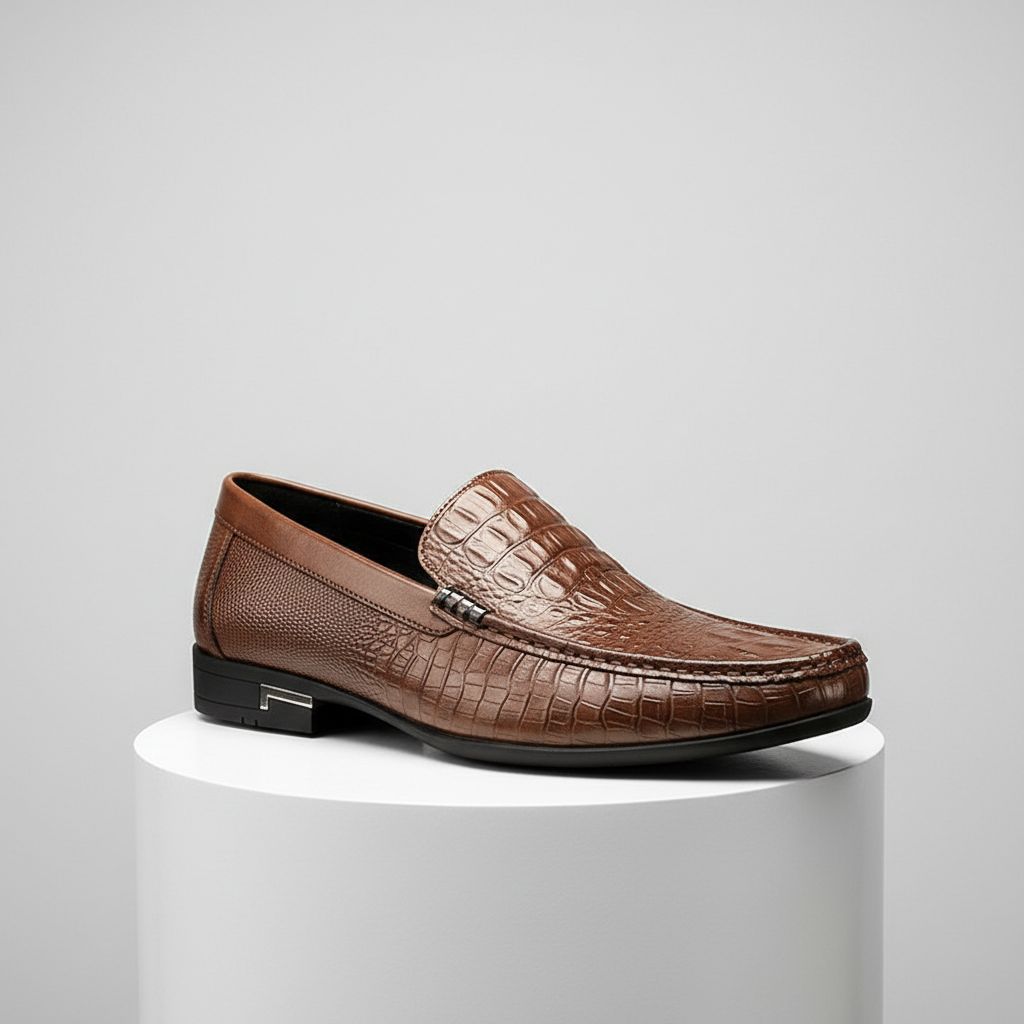 Douglas | Men's synthetic leather Loafers - Embossed Crocodile-Effect Slip-On Shoes