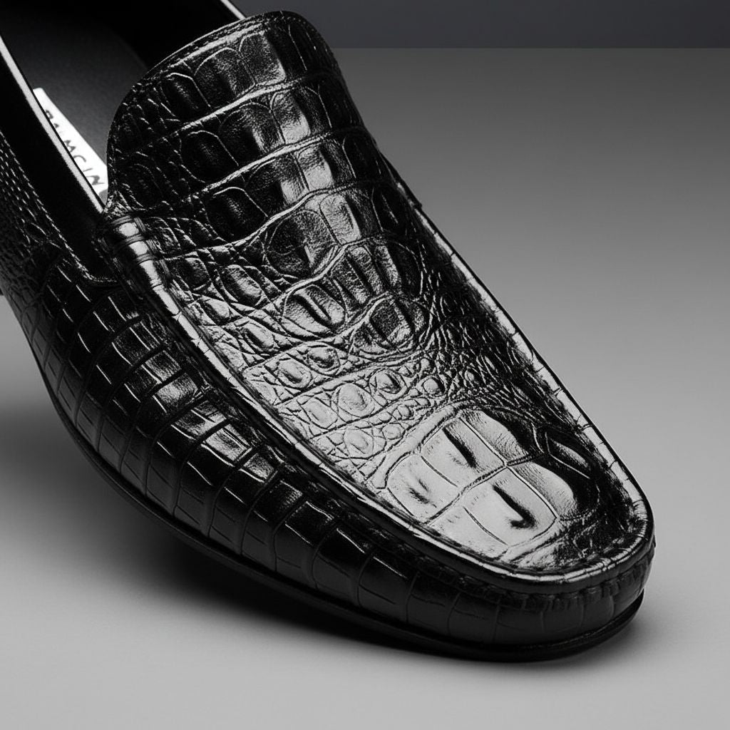 Douglas | Men's synthetic leather Loafers - Embossed Crocodile-Effect Slip-On Shoes