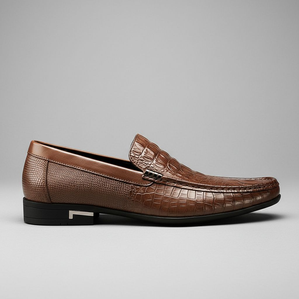 Douglas | Men's synthetic leather Loafers - Embossed Crocodile-Effect Slip-On Shoes