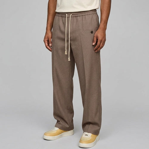 Algernon | Men's Relaxed Straight-Leg Trousers - Textured Weave Smart-Casual Trousers