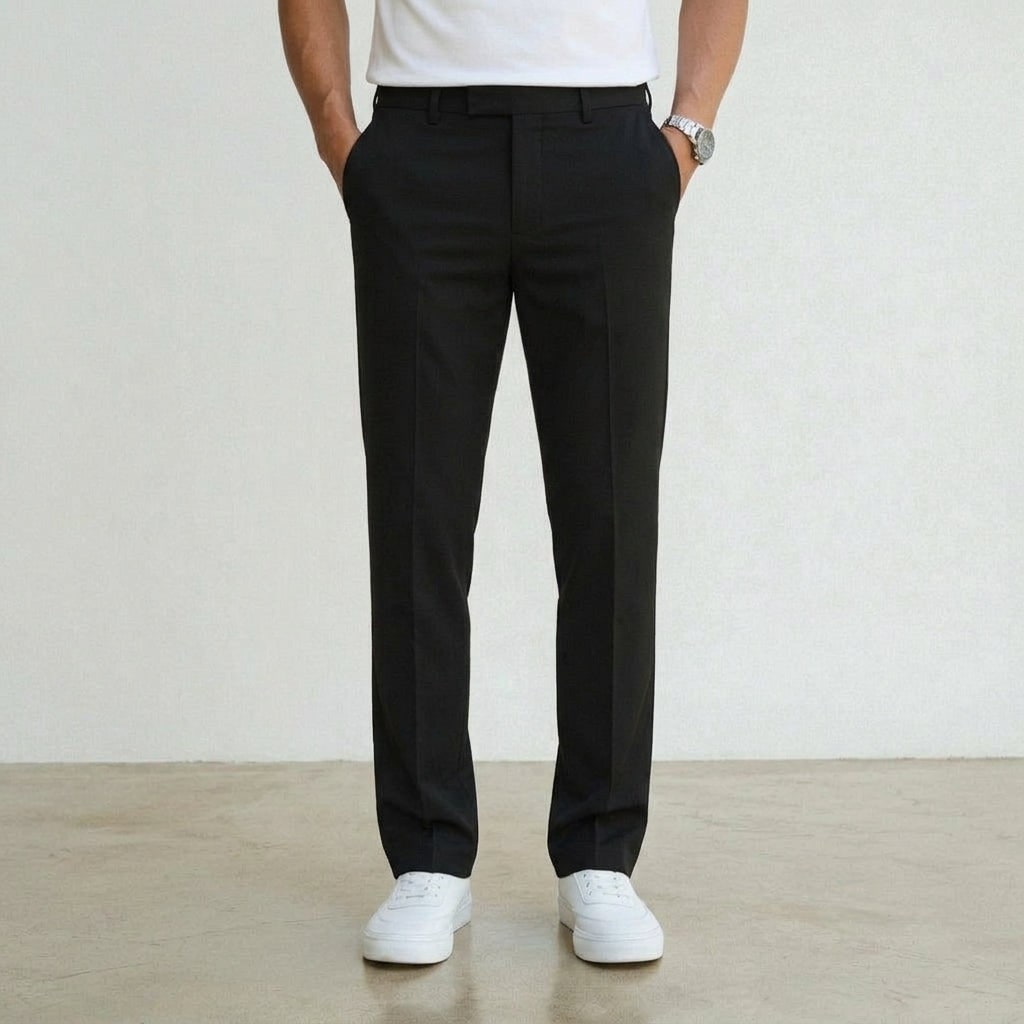 Kelvin | Men's Stretch Tailored Trousers - Classic Straight-Leg Smart Trousers