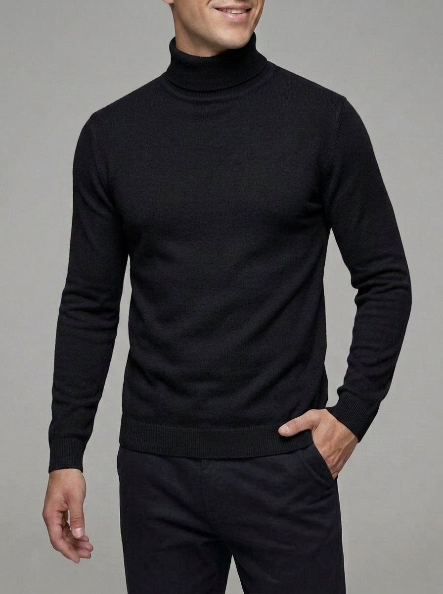 Everett | Men's Wool-Blend Roll Neck Jumper - Smart Casual Winter Knitwear