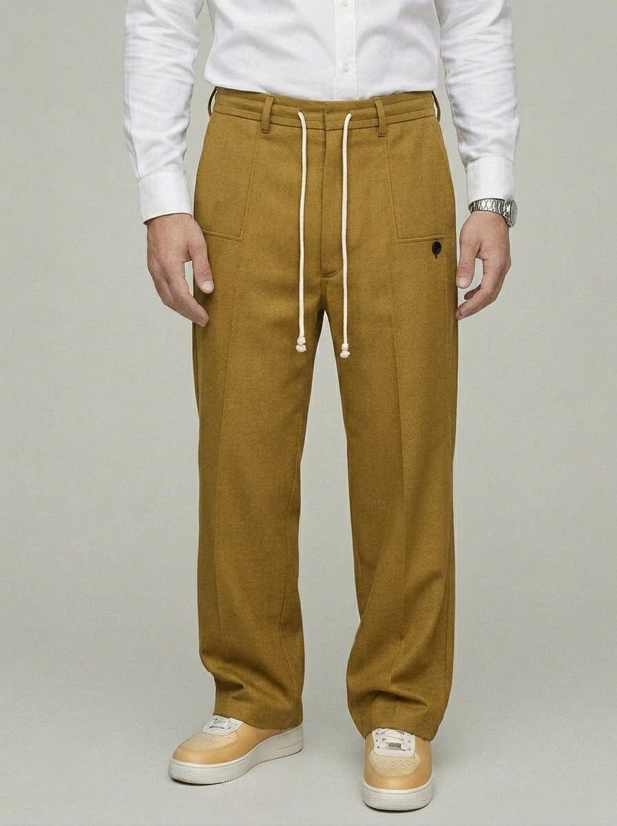 Algernon | Men's Relaxed Straight-Leg Trousers - Textured Weave Smart-Casual Trousers