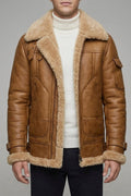 Elmer | Men's Sheepskin Aviator Jacket - Fleece-Lined Zip-Up Winter Coat