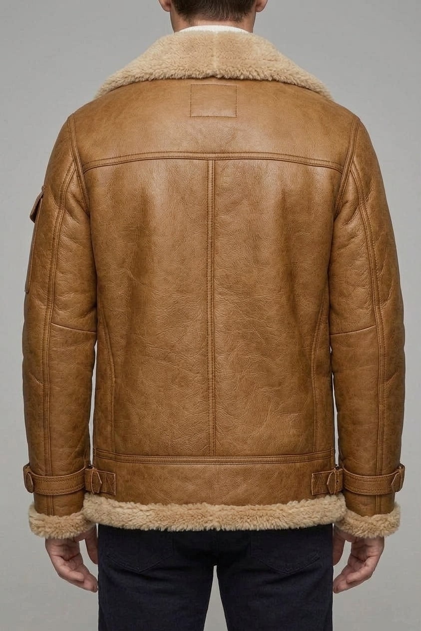 Elmer | Men's Sheepskin Aviator Jacket - Fleece-Lined Zip-Up Winter Coat