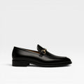 Harvey | Men's Leather-Look Horsebit Loafers - Gold-Tone Buckle Slip-On Dress Shoes