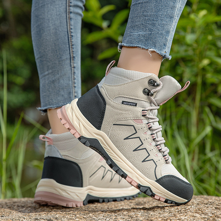 Alice | Women's Leather-Look Mesh Walking Shoes - Lightweight Anti-Slip Trekking Trainers
