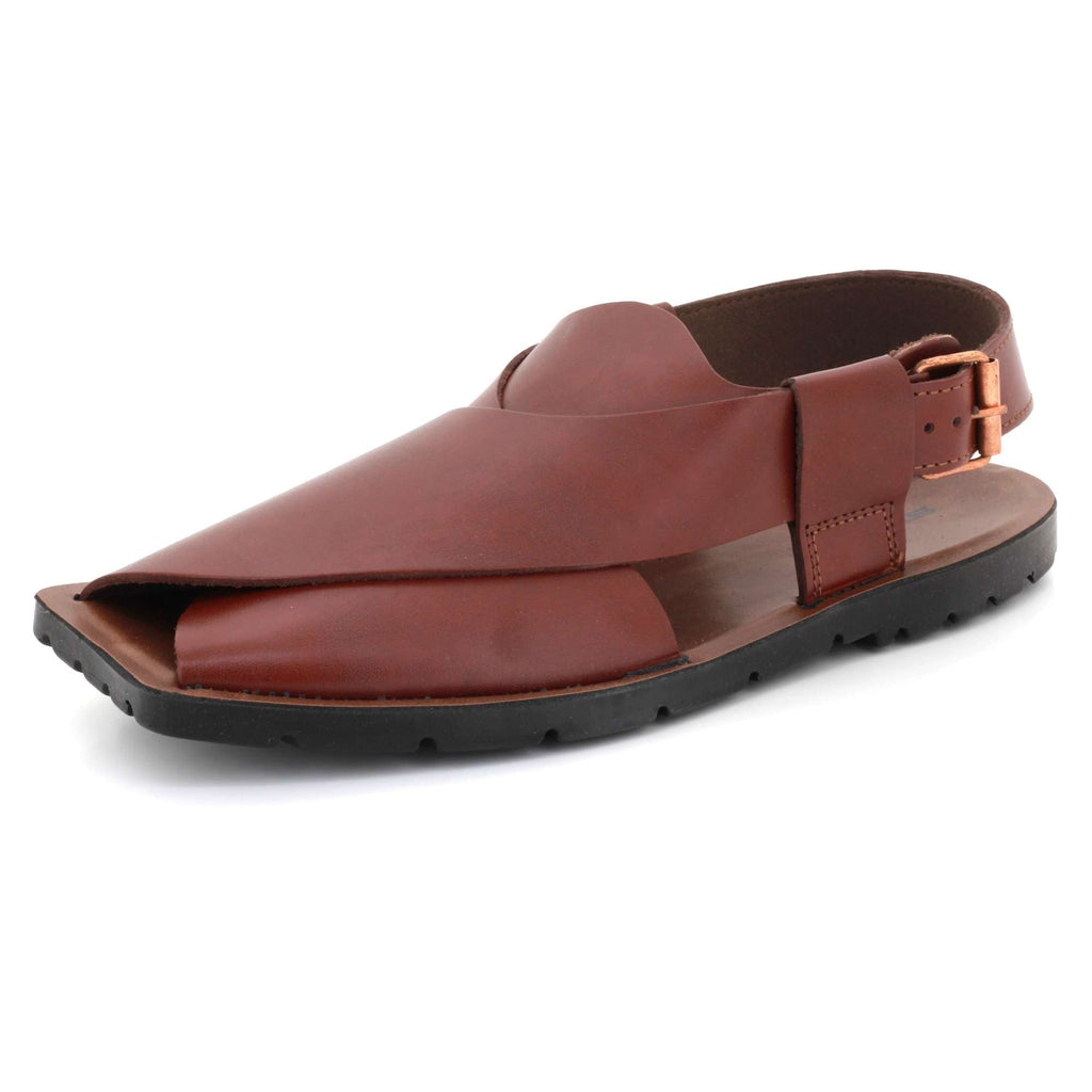Kenneth | Men's Faux Leather Peshawari Sandals - Cross-Over Strap Ethnic Sandals