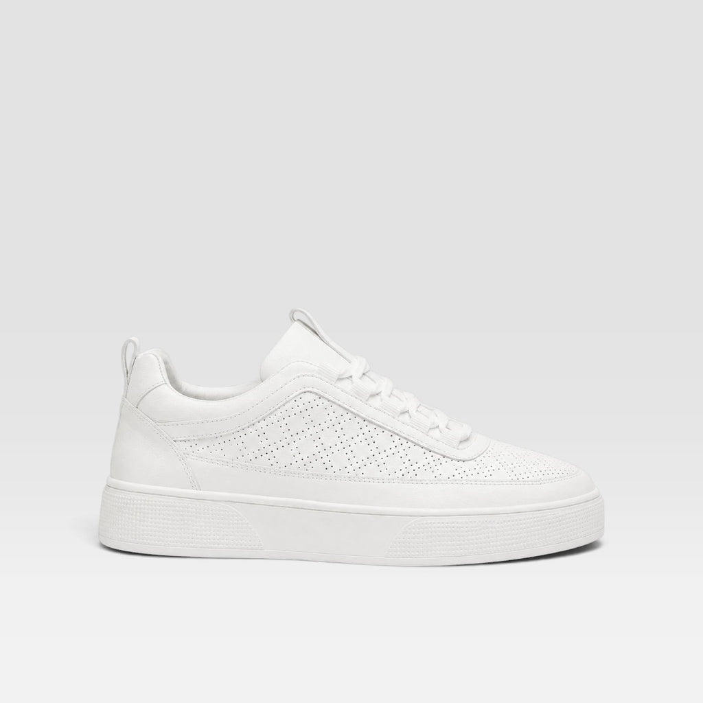 Ronan | Men's Leather-Look Perforated Trainers - Casual Lace-Up Trainers