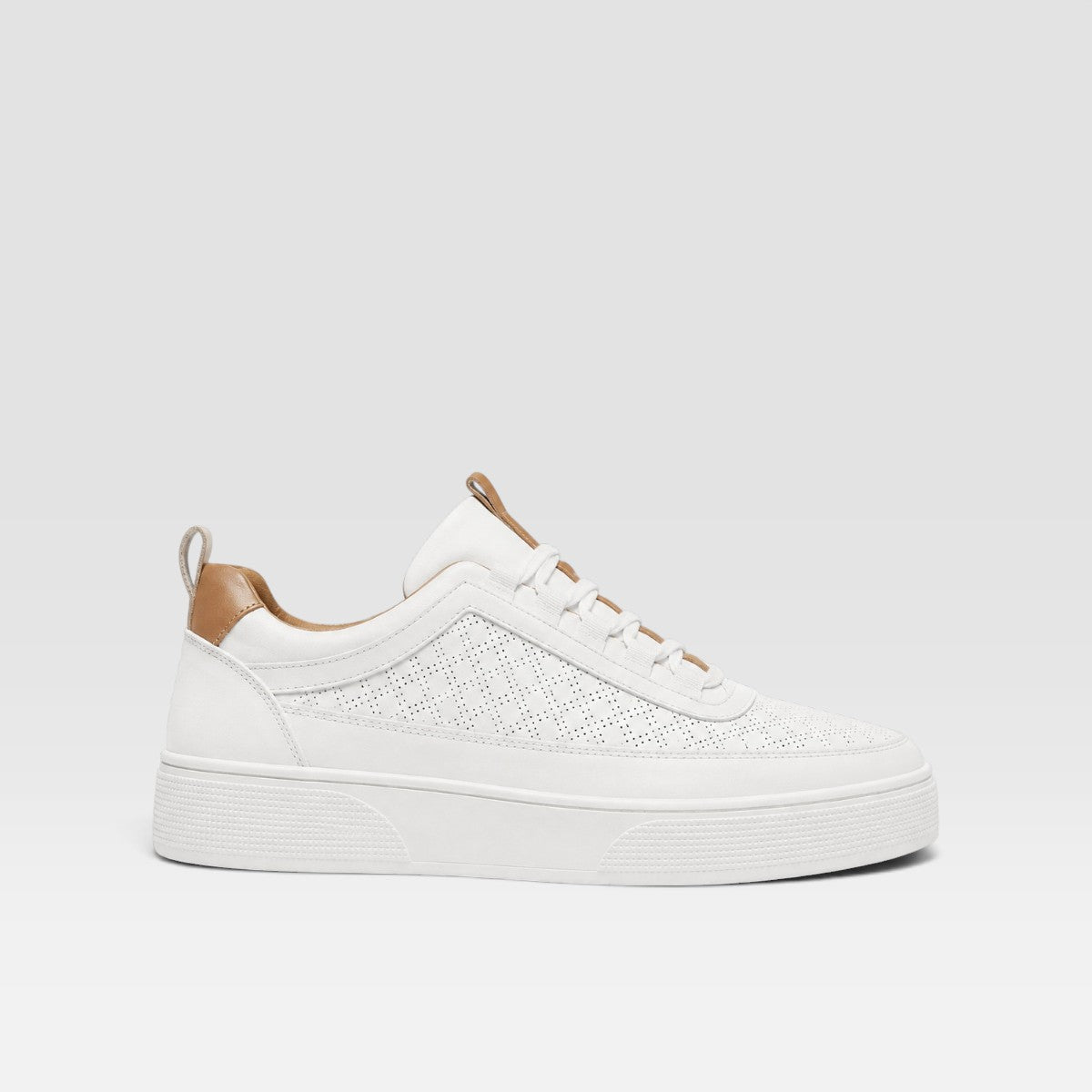 Ronan | Men's Leather-Look Perforated Trainers - Casual Lace-Up Trainers