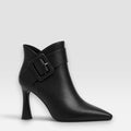 Cordelia | Women's Pointed-Toe Heeled Ankle Boots - Buckle Detail Evening Boots