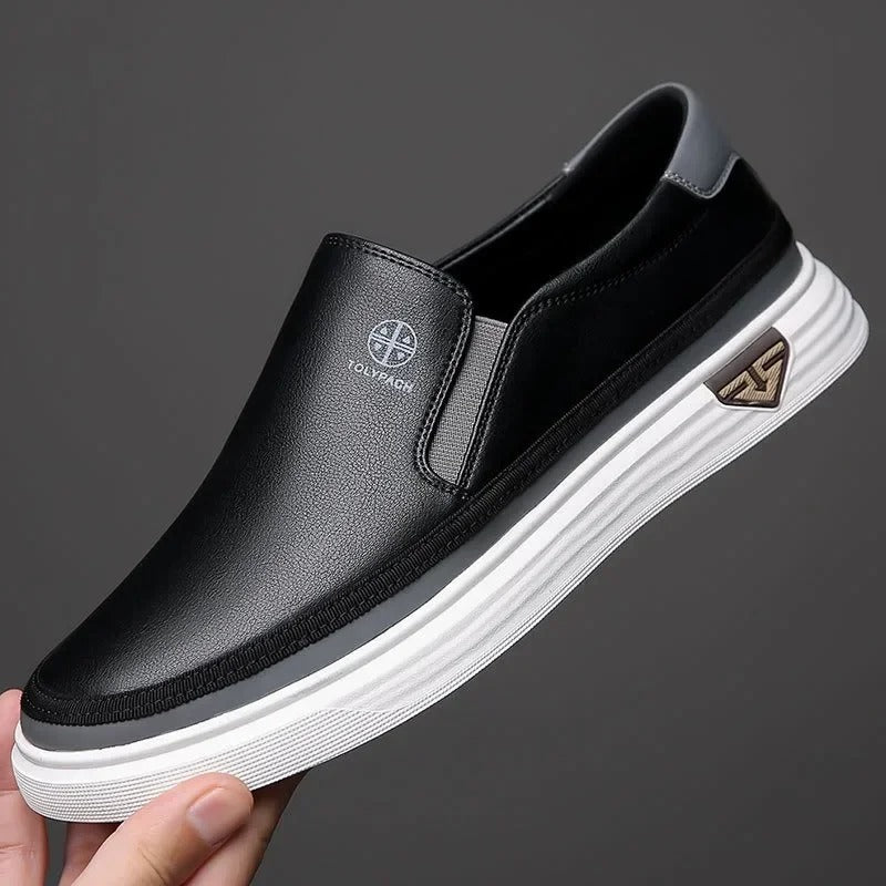 Toby | Men's faux leather Slip-On Trainers - Casual Everyday Shoes