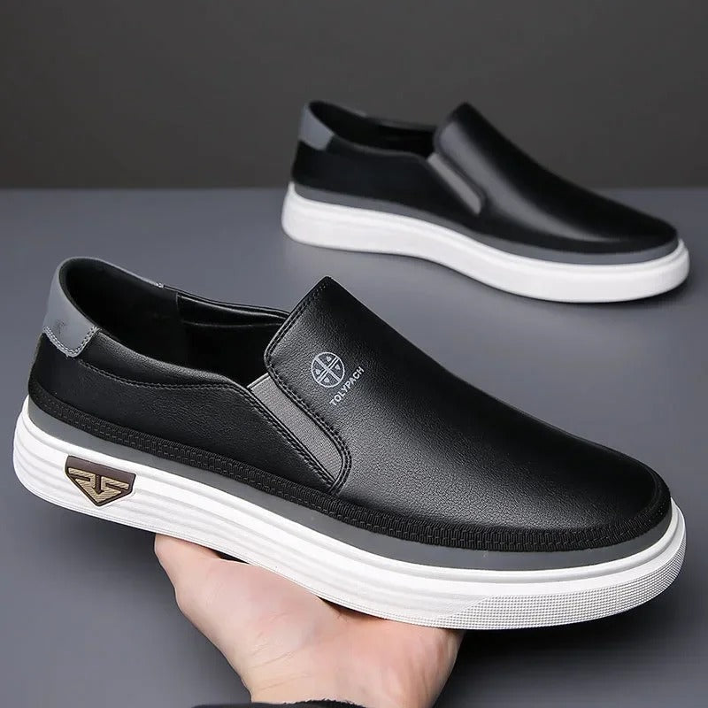 Toby | Men's faux leather Slip-On Trainers - Casual Everyday Shoes