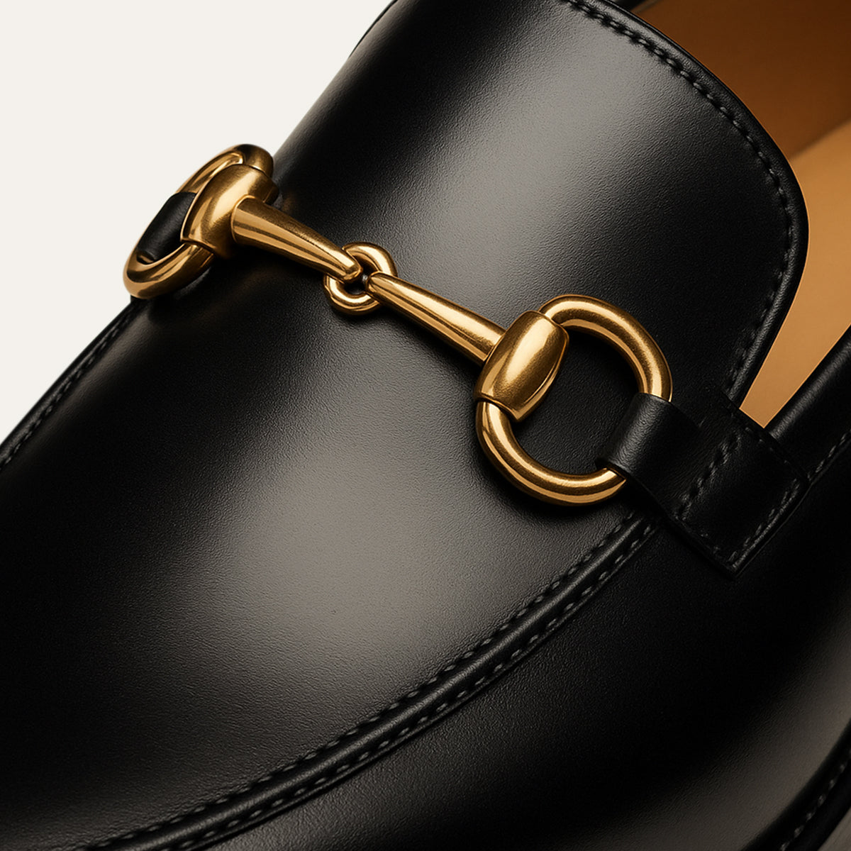 Harvey | Men's Leather-Look Horsebit Loafers - Gold-Tone Buckle Slip-On Dress Shoes