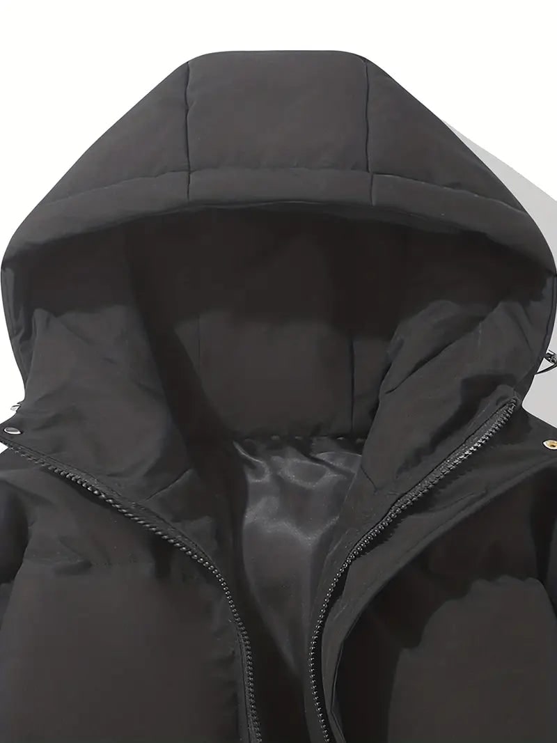 Harlow | Men's Padded Hooded Puffer Jacket - Zip-Up Winter Coat with Drawstring Hem