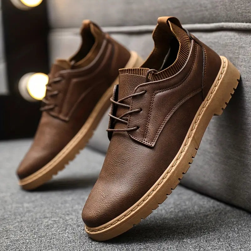 Bernard | Men's Brown textured outsole Lace-Up Shoes - Classic Smart-Casual Shoes