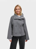 Ada | Women's Wrap-Front Wool-Feel Jacket - Oversized Collar Short Coat