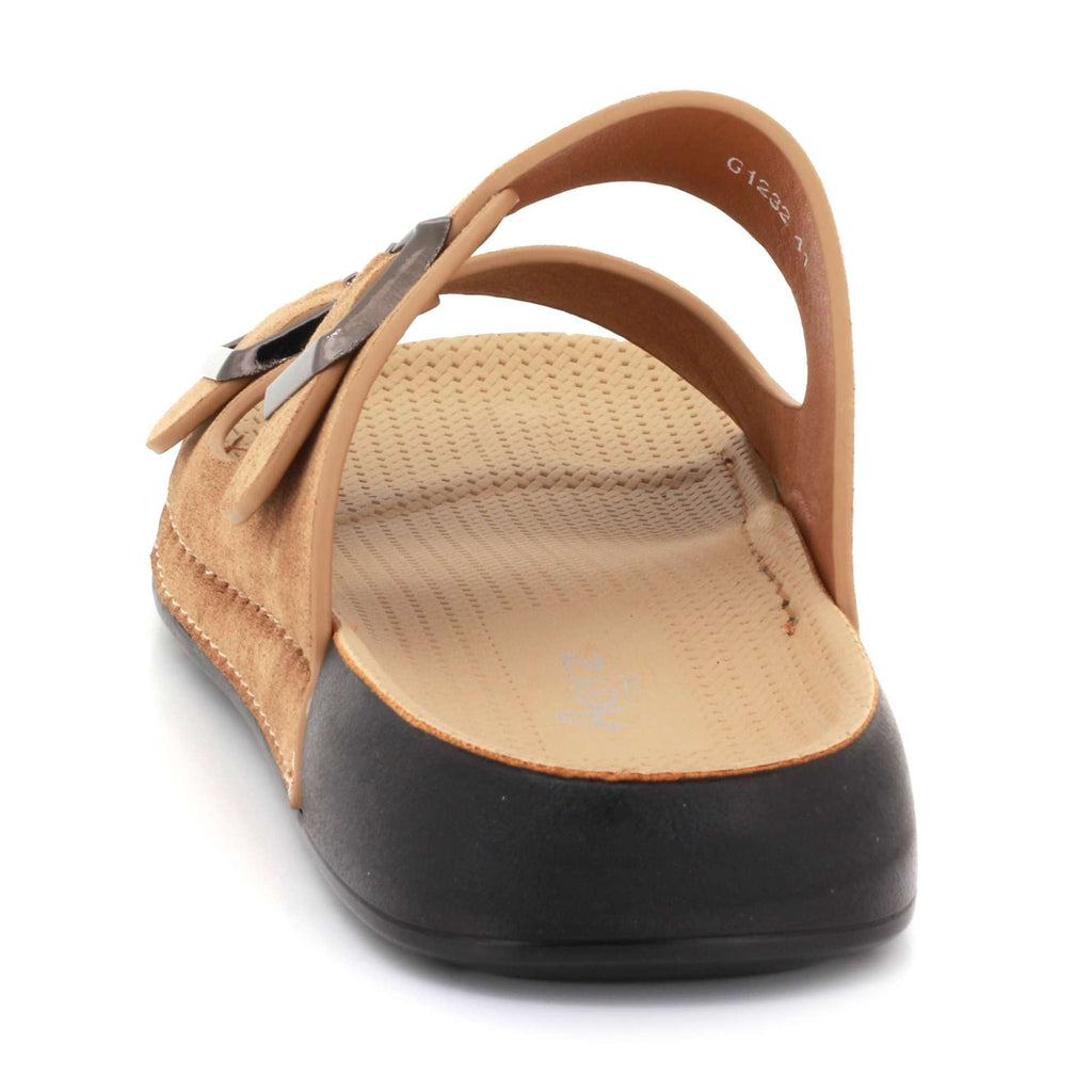 Lawrence | Men's Faux Leather Double Strap Buckle Sandals - Slip-On Slide Sandals