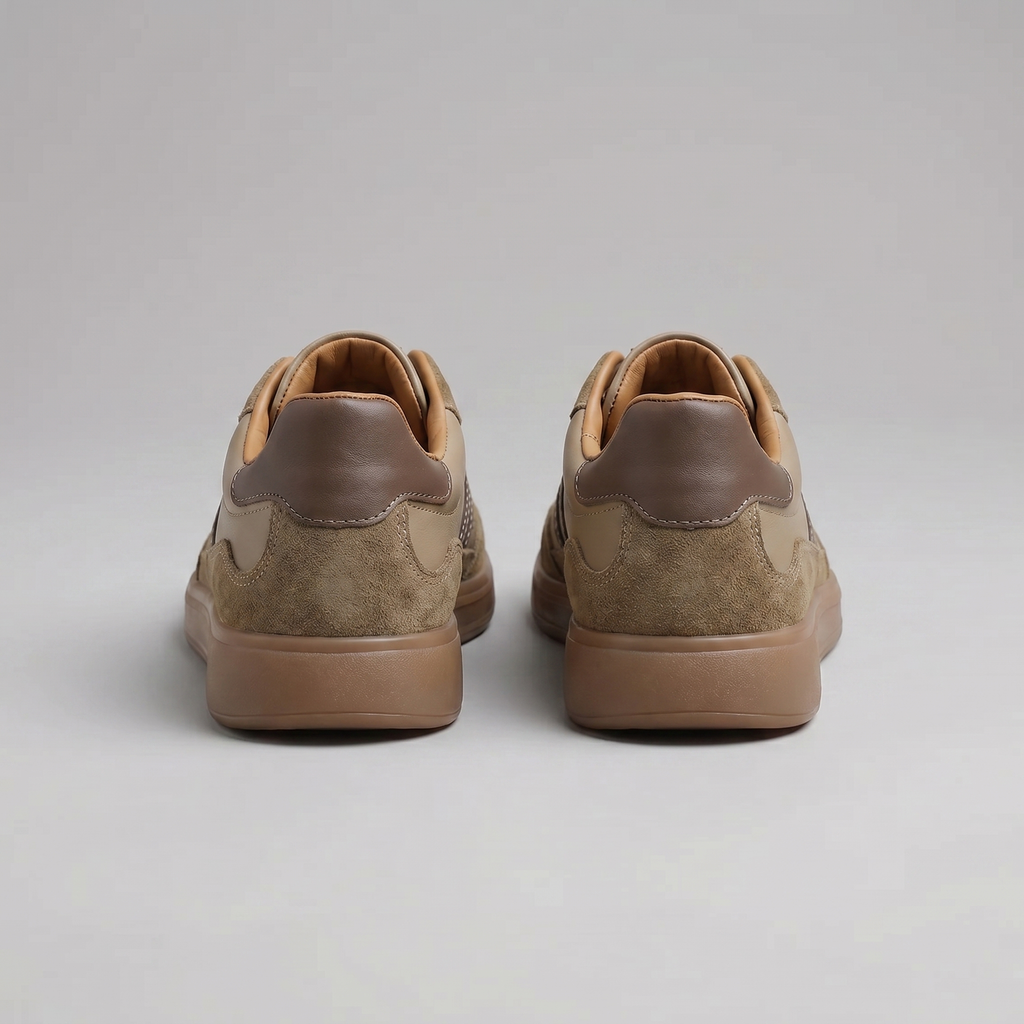 Barnaby | Men's Leather-Look Retro Trainers - Suede-Look Panel Court Sneakers