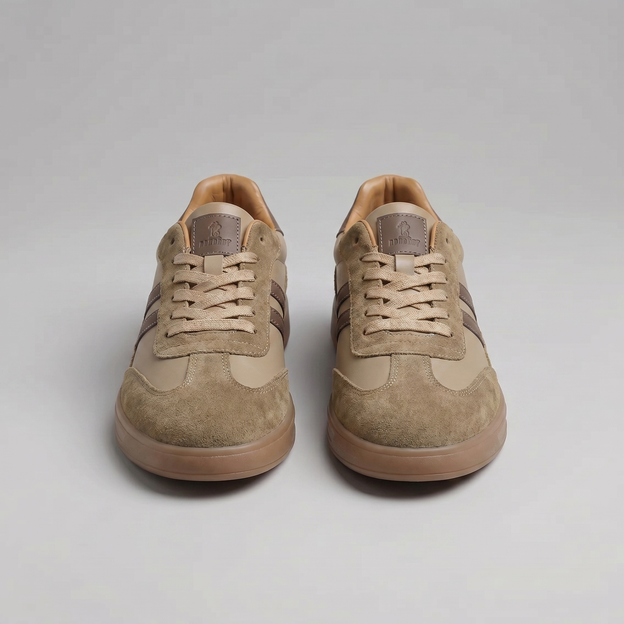 Barnaby | Men's Leather-Look Retro Trainers - Suede-Look Panel Court Sneakers