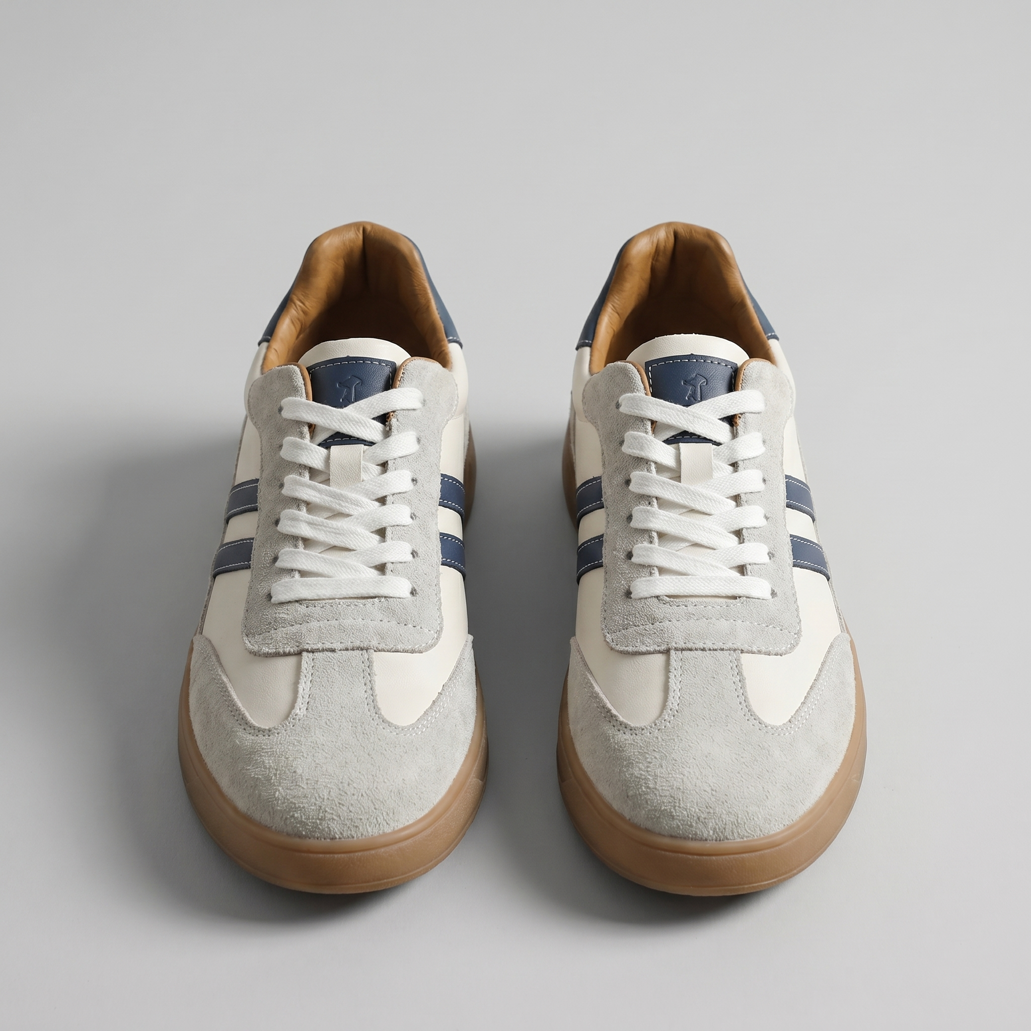 Barnaby | Men's Leather-Look Retro Trainers - Suede-Look Panel Court Sneakers