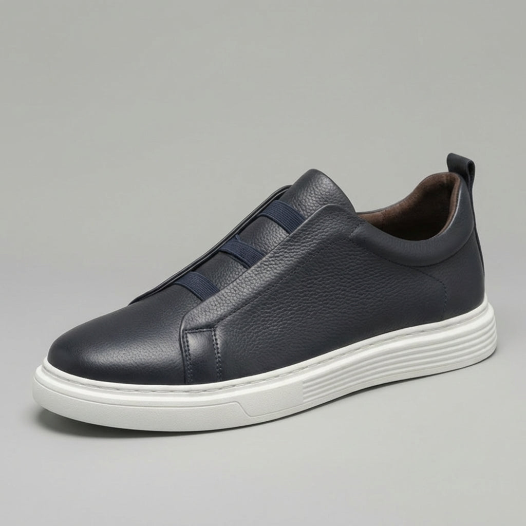 Maverick | Men's Leather Trainers – Stretch-Lace Casual Sneakers