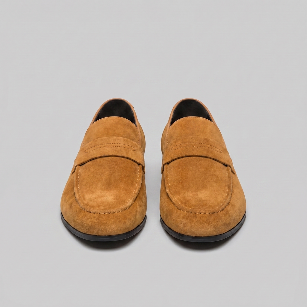 Angus | Men's Suede Penny Loafers - Smart Casual Slip-On Shoes