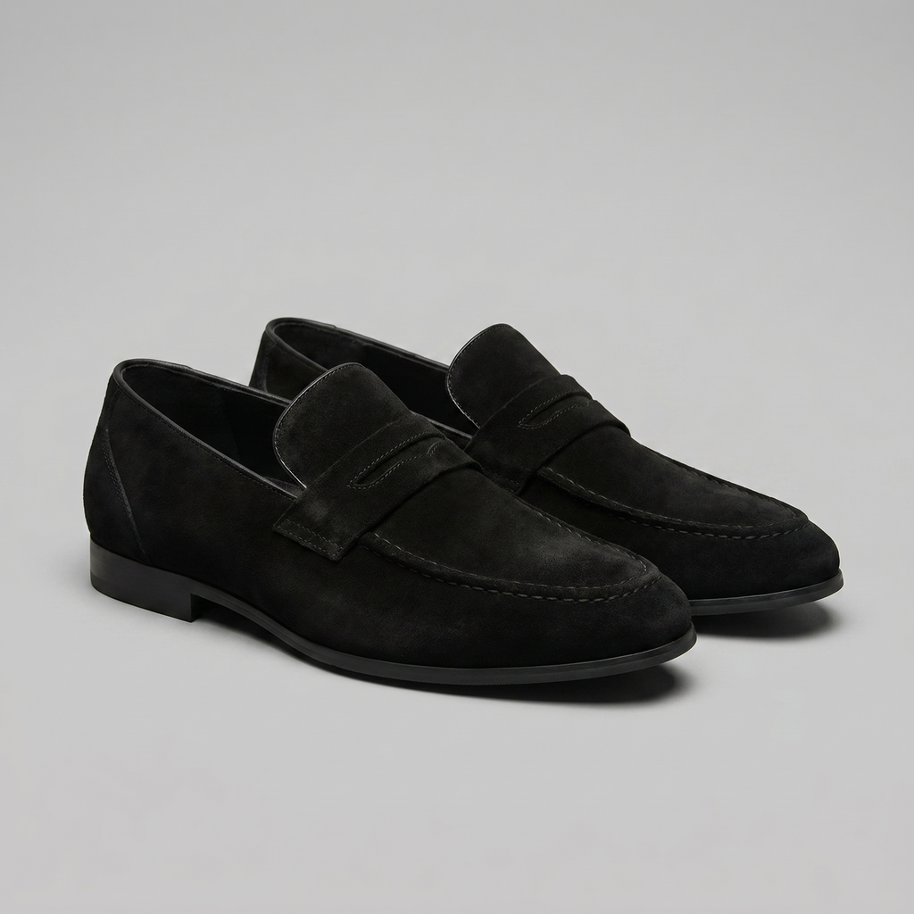 Angus | Men's Suede Penny Loafers - Smart Casual Slip-On Shoes