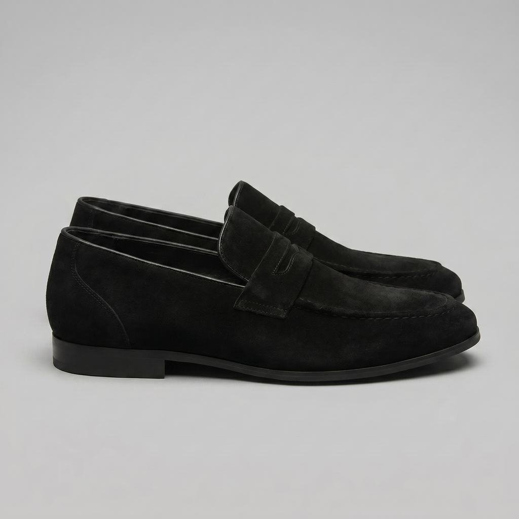 Angus | Men's Suede Penny Loafers - Smart Casual Slip-On Shoes
