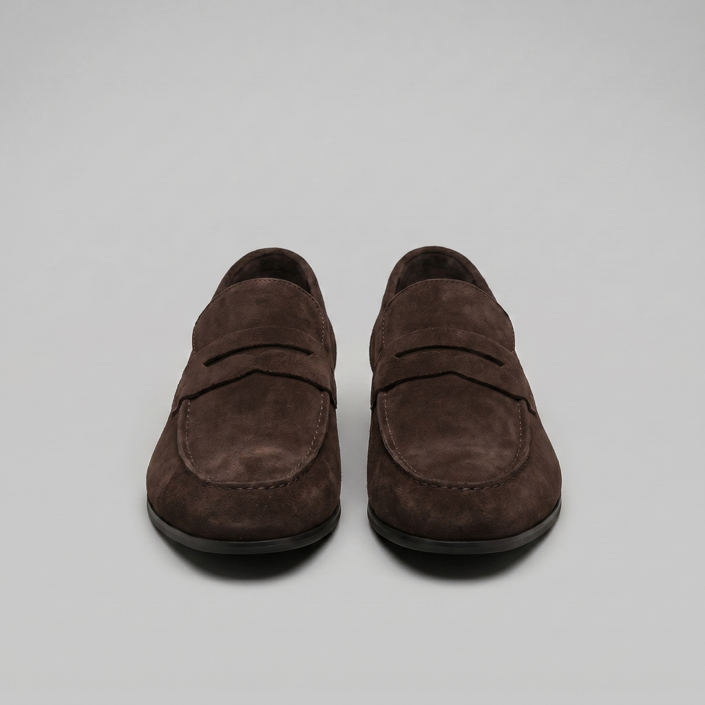 Angus | Men's Suede Penny Loafers - Smart Casual Slip-On Shoes