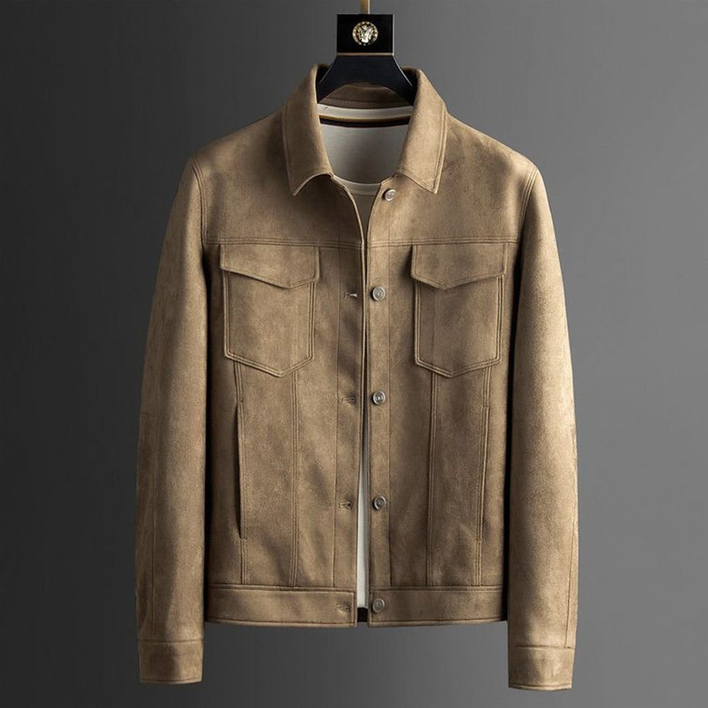 Lambert | Men's Suede-Look Trucker Jacket - Button-Front Casual Coat