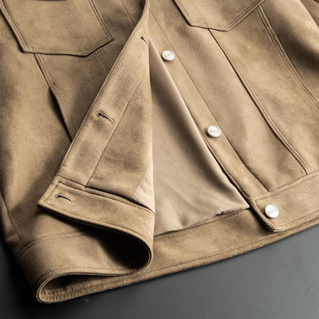 Lambert | Men's Suede-Look Trucker Jacket - Button-Front Casual Coat