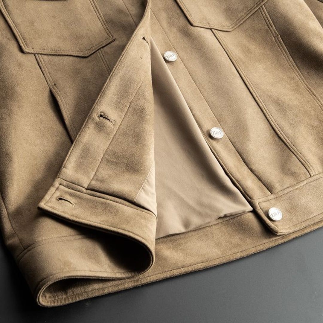 Lambert | Men's Suede-Look Trucker Jacket - Button-Front Casual Coat
