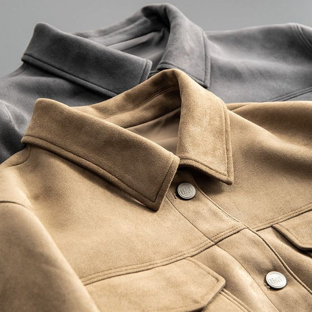 Lambert | Men's Suede-Look Trucker Jacket - Button-Front Casual Coat