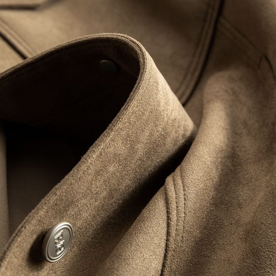 Lambert | Men's Suede-Look Trucker Jacket - Button-Front Casual Coat