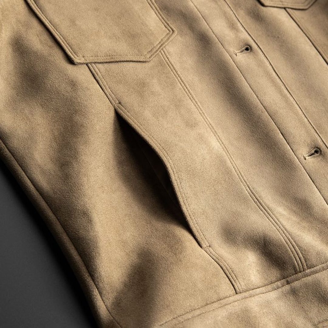 Lambert | Men's Suede-Look Trucker Jacket - Button-Front Casual Coat