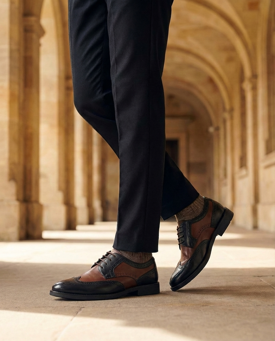 Steadfast | Men's Two-Tone Leather Brogue Oxford Shoes – Formal Lace-Up Shoes