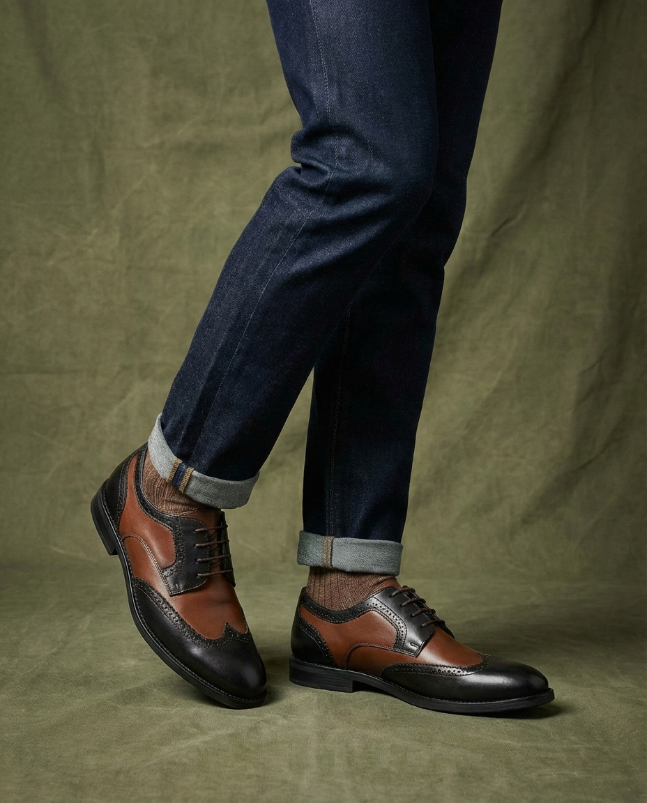 Steadfast | Men's Two-Tone Leather Brogue Oxford Shoes – Formal Lace-Up Shoes