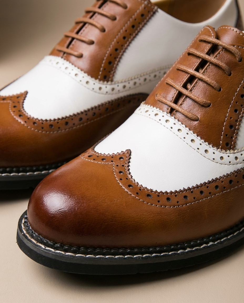 Harold | Men's faux leather Brogue Dress Shoes - Two-Tone Lace-Up Style